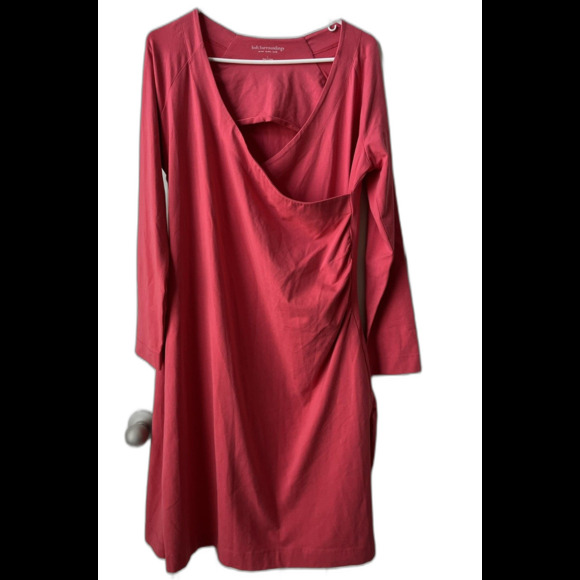 Soft Surroundings Dresses & Skirts - Soft Surroundings Wear Anywhere Dress Pink Faux Wrap 3/4 Sleeve Pullover Size L